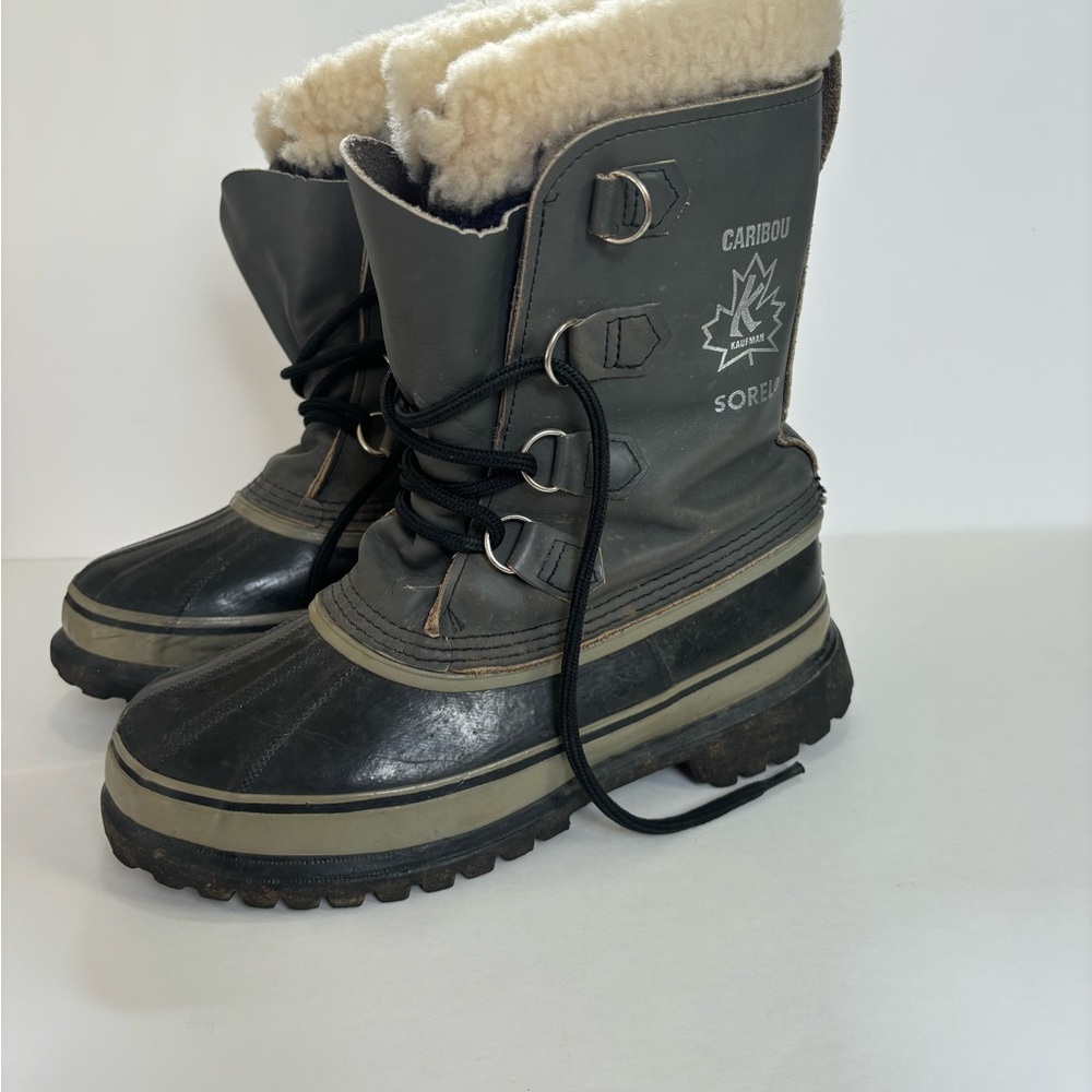 Sorel Men's Caribou Boots Size 8 Made In Canada Kaufman Wool Liners Winter